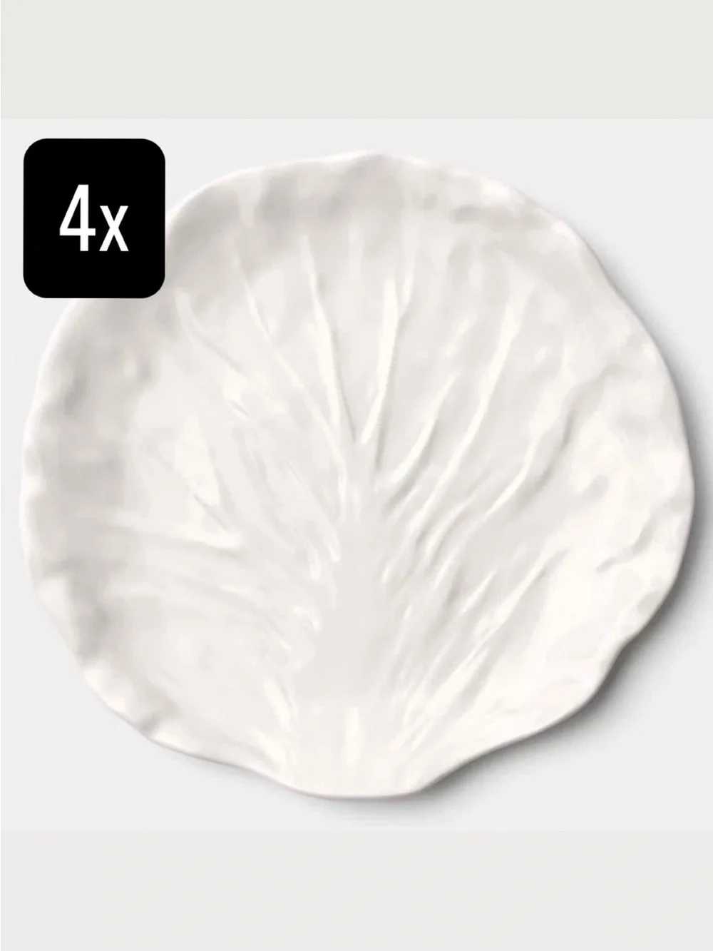 (Set of 4) White Radicchio Cabbage Salad Plates - Threshold